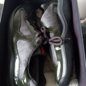 Prada Green and Gray Sneakers